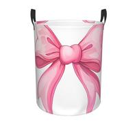 Pink Bow Laundry Basket Hamper Kids Storage Basket Toy Organizer Bin For Bedroom, Bathroom, College Dorms, Boys And Girls