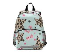Pink Bow Leopard Print Five-Pointed Star Pattern Kids Backpack for Toddlers, Kid's Backpack for Boys Girls, Kindergarten Preschool Nursery Travel Bag