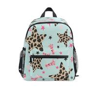 Pink Bow Leopard Print Five-Pointed Star Pattern Toddler Backpack, Boy Backpack Preschool Bag Kindergarten Schoolbag Nursery Travel Bag for Girl