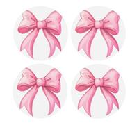 Pink Bow Mdf Cork Coasters Pcs, Absorbent Drink Coasters For Coffee, Tea And Glasses, Eco-Friendly Table Protection For Home And Office