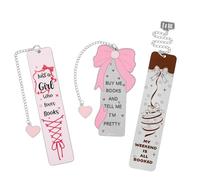 Pink Bow Metal Bookmark Gift Silver Chain Pendant with Bow for Women's Christmas Gift Book Lover Book Accessories School Supplies Office Stationery (Cute Bow Bookmark)