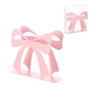 Pink Bow Napkin Holders for Tables, Upright Serviette Holder, Portable Desktop Tissue Rack for Kitchen,Dining Table,Party,Restaurant, 5.33×4.97×2.22Inch