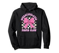 Pink Bow Overstimulated Moms Club Retro Floral Graphic Pullover Hoodie