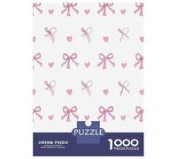 Pink Bow Pattern 1000 Piece Jigsaw Puzzle Paper for Adults Heart Cute Puzzle Game 38x26cm/1000pcs