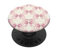 Pink Bow Pearl Pattern Coquette Aesthetic Polka Dot Ribbon PopSockets Adhesive PopGrip