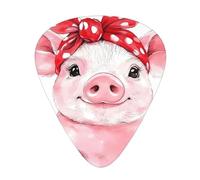 Pink Bow Piggy Guitar Picks Gift Set - Smooth Durable Plectrums For Acoustic, Electric & Bass Guitar, Perfect Present For Guitar Lovers & Musicians