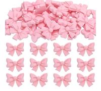 Pink Bow Resin Slime Charms Bulk, 100 Pieces, Flatback Design for DIY Crafts, Scrapbooking Embellishments, Nail Art, Phone Case Decorations, 0.9x0.7 Inch (Pink)