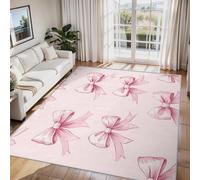 Pink Bow Rug for Entryway, Modern Kawaii Girly Bowknot Small Mats and Rugs 40 x 60 cm, Rugs and Mats, Washable Non Slip Low Pile Soft Indoor Area Rug, Home Decor ZY&L3