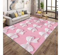 Pink Bow Rugs Living Room 50x80, Cute Kawaii Coquette Girly Carpet for Bedroom, Non Slip Small Rug - Low Pile Flannel Floor Mat, Machine Washable Area Rugs H-3