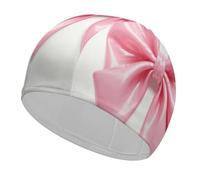 Pink Bow Swim Cap, Comfortable Swimming Cap for Women Men, Waterproof for Training Pool & Beach