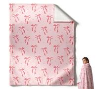 Pink Bow Throw Blanket - Ultra Soft Cozy Fleece Plush Warm Flannel Bedding Blanket with Cute Bow Design, Warm Flannel Blankets for Couch Bed Travel Christmas Birthday Gifts 100*150cm (Animal Print1)