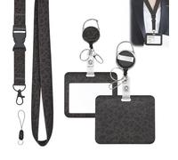Pink Bow Tie Print Lanyard with Detachable Card Holder 11 * 7cm, Retractable Badge Reel with Breakaway Safety Clip for Teachers Nurses Students Office ID Cards (D)