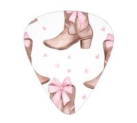 Pink Bow Watercolor Guitar Picks Gift Set - Smooth Durable Plectrums For Acoustic, Electric & Bass Guitar, Perfect Present For Guitar Lovers & Musicians