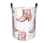 Pink Bow Watercolor Laundry Basket Hamper Large Kids Storage Basket Toy Organizer Bins For College Dorms, Boys Girls Baby Bedroom,Bathroom