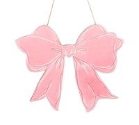 Pink Bow Wooden Hanging Sign, Cute Coquette Bow Hanging Wall Decor Preppy Wall Art Welcome Door Sign for Kids Girls' Rooms Bedroom Dormitories Apartments Indoor Outdoor Porches Accessories