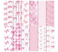 Pink Bow Wrapping Paper Roll 24 Sheets 30x30cm - Premium Scrapbook for Girls, Double-Sided Decorative Craft Paper with Pink Plaid - Ideal for Valentine’s Day, Birthday, Baby Shower, DIY Gift Wrap