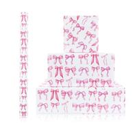 Pink Bow Wrapping Paper Roll, Cute Bow Gift Wrap Paper, 1 Mini Roll 43x300cm Per Roll - for Women Girls Bachelorette Birthday Wedding Bridal Shower Gift Packing