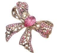 Pink Bowknot Brooch Pin Rhinestone Alloy Collar Safety Pin | Creative Bow Scarf Buckle, Wear Resistant Alloy Build, for Daily Life and Performance