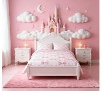 Pink Bowknot Duvet Cover Double Size,Princess Style Watercolor Bow-tie Bedding Set 3 Pcs for Kids Teens,Fairy Tale Bow Ribbon Stripes Pink White Comforter Cover(No Filler),Kawaii Quilt Cover