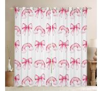 Pink Bowknot Princess Blackout Curtains,Rainbow Cloud Bow Tie Toddler Window Drapes for Girls Women,Bow Princess Tale Style Cartoon Dreamy Window Treatments Grommet Top 2 Panel Set,46Wx72L inch