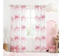 Pink Bowknot Princess Blackout Curtains,Rainbow Cloud Bow Tie Toddler Window Drapes for Girls Women,Bow Princess Tale Style Cartoon Dreamy Window Treatments Grommet Top 2 Panel Set,46Wx54L inch