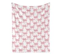 Pink Bows Blanket, Soft Flannel Blanket Cute Bow Stuff Room Decor for Sofa Couch Travel Bed, 50"x60"