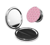 Pink Bows Compact Mirror Pocket Mirror, Small Travel Makeup Mirror for Women, 1X/2X Magnification Portable Mirror, Cute Mini Mirror for Purse - Round