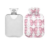 Pink Bows Hot Water Bottle with Cute Cover 2L Durable Hot Water Bag Portable Hot Water Bottle for Menstrual Cramps, Neck and Shoulder Pain Relief