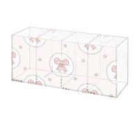 Pink Bows Pen Pots Brush Holder Desk, 4 Compartments Makeup Brushes Stand, Acrylic Make Up Tidy, Square Pen Cup Desk Pencil Holder, Pot Brush Acrylic Storage Organiser Office Stationery Supplies