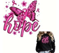 Pink Breast Cancer Awareness Butterfly Iron On Transfers for T-Shirts Rub on Transfers Stickers Vinyl Ready to Press Stickers Iron on Decals for T-Shirts Clothing Hoodie DIY Crafts