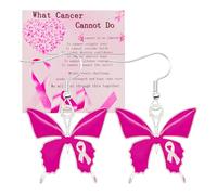Pink Breast Cancer Awareness Earrings Ribbon Drop Earrings Women's Breast Cancer Awareness Jewelry Gift, Adjustable, Metal, No Gemstone