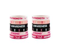 Pink Breast Cancer Bracelets for Women 12 Pack Ribbon Silicone Wristbands