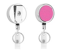 Pink Brick Wall Metal Badge Clip,Id Badge Holders Retractable Pull Rope,Clips Retractable ID Card Holder for Office