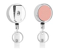 Pink Brick Wall Metal Badge Clip,Id Badge Holders Retractable Pull Rope,Clips Retractable ID Card Holder for Office