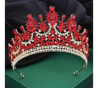 Pink Bridal Crown Vintage Rhinestone Tiaras Headdress Pageant Miss Party Wedding Crown Jewelry Hair Accessories Gold Red