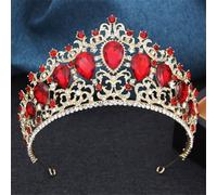 Pink Bridal Crown Vintage Rhinestone Tiaras Headdress Pageant Miss Party Wedding Crown Jewelry Hair Accessories Gold Red1
