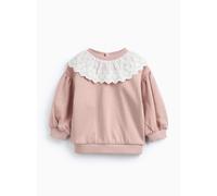 Pink Broderie Collar Sweatshirt 3-6 months