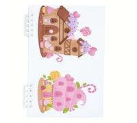 Pink Brown Candy Houses Notebook, Cartoon Cupcake Houses Notebooks, Lined Paper Teacher Notebook 120Pages/60Sheets, Work Books for Writing, Homework Book for Work, Office Paper Products Women Man