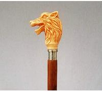 Pink & Brown Wolf Steampunk Walking Stick Cane-AL Handle Wooden Walking Cane - Best Antique