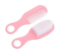 Pink Brush and Comb Set, Soft Massage Grooming Kit Boy Girl Hair Care | Anti-static Plastic Design, Circular Teeth, Promotes Blood Circulation, Gentle on Scalp, Comfortable to Hold Handle