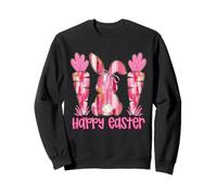 Pink Brushstroke Bunny Carrot Happy Easter Sweatshirt