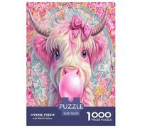 Pink Bubble Bull 1000 Pieces Jigsaw Puzzles for Adults Impossible Beautiful Home Decoration Challenge High Difficulty 70x50cm/1000pcs