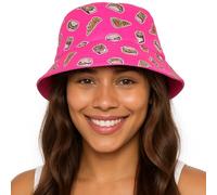 Pink Bucket Hat Novelty Junk Food Print Unisex Summer Cap UV Protection Lightweight Packable Travel Outdoor Festival