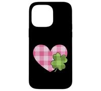 Pink Buffalo Plaid Heart For St. Paddys Day Green Shamrock Case for iPhone 14 Pro Max