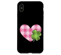 Pink Buffalo Plaid Heart For St. Paddys Day Green Shamrock Case for iPhone XS Max