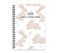 Pink Bunnies Diary 2026 A5 To Do List Notebook Personal Organiser 2026 Diary Women Planner Journal for University Student Week To View Monthly Year Planner with Dotted Line Note Page Slim