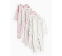 Pink Bunny Print Long Sleeve Sleepsuits 5 Pack Tiny Baby