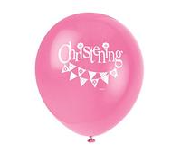 Pink Bunting Christening Latex Balloons (30cm) Pack of 8 - Ideal for Baby Baptism, Dedication & Celebration Events