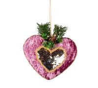 Pink Burgundy Heart 16.5cm - Christmas Tree Hanging Decorations Festive Decorative Ornaments Fairy Tale Themed Xmas Tree Pendant