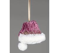 Pink Burgundy Mini Santa Hat 13x12cm - Christmas Tree Hanging Decorations Festive Decorative Ornaments Fairy Tale Themed Xmas Tree Pendant